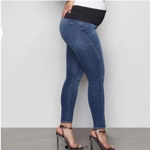 Good American Maternity Women's Straight Leg Blue Jeans